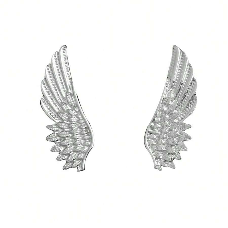 2Pcs Vintage Angel Wings Brooch Pin Set, Gold Silver Wings Lapel Pin Suit Pin Wedding Party Jewelry For Women Men Birthday Gifts{Inchcolor_nameinch:InchSilver2Pcsinch} - 銀色2件 - 查看 1