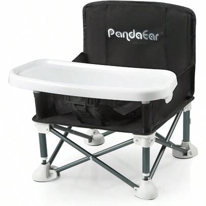 Portable Baby Seat Travel Compact Fold With Straps For Indoor/Outdoor Use Great For Camping Beach Lawn Toddlers Girls Black
