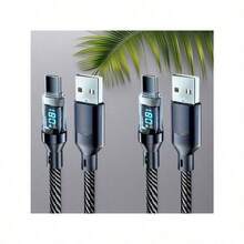 180W Ultra Fast Charging USB A To Type-C Cable With LED Digital Display, Matte Surface, Data Synchronization, USB Power Transfer, 6A High Current, Compatible With IPhone 15/16, , POCO, - 黑色 - 查看 2