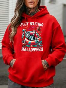 Women Hoodie Halloween Skeleton Floating Ring Print Long Sleeve Pullover Sweatshirt Black Multicolor Choice Casual Autumn Winter Outfit Women Fall Clothes Women Hoodies Outfit Women Long Sleeve Tops Women Ropa De Invierno Mujer Sweatshirts Women Sweatshirts - 紅色 - 查看 6