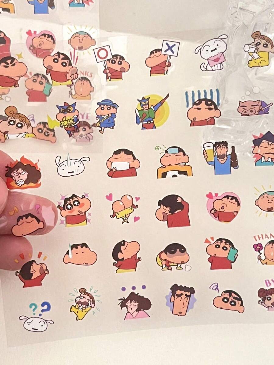 Ins Japanese Crayon Shin-Chan Transparent Sticker Waterproof DIY Student Decorative Water Cup Sticker Mobile Phone Sticker Pen Holder Sticker - Multicolor - View 1
