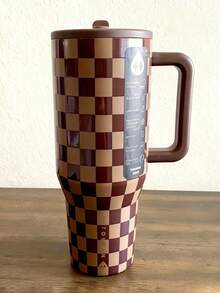 HYDRO-Jug Tumbler Water Bottle, Leak-Proof Travel Mug, Suitable For Coffee, Cold Drinks And Daily Use - Bàn cờ nâu - Xem 4