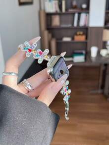 1 pieza de correa de metal con diamantes de estrella de mar calada compatible con Apple Watch de 38/40/41/42/44/45/46/49mm, compatible con Ultra/Se10/9/8/7/6/5/4/3/2/1 - Multicolor - Ver 5