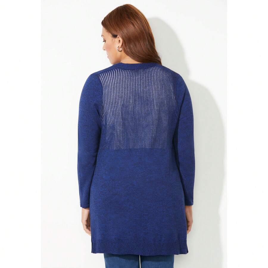 Catherines Women's Plus Size Marled Sweater Cardigan - Black - View 1