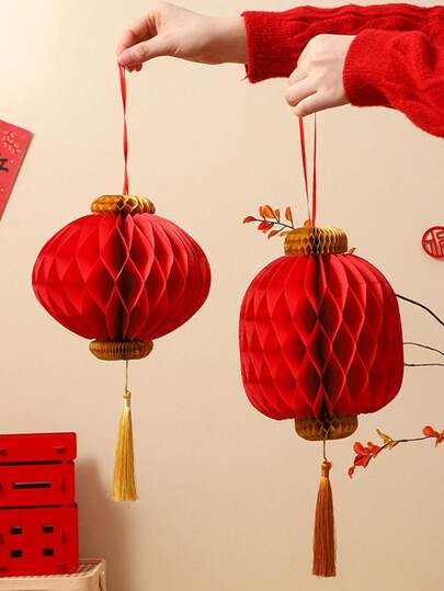 2026新年蜂窝球装饰品，中国春节灯笼挂饰，适用于市场、商店、家居装饰