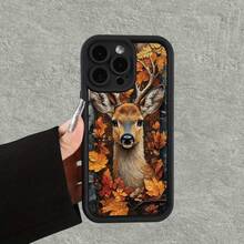 [Teléfono] Funda con diseño de hoja de arce y alce, estilo "Eye Staircase", divertida, sencilla y elegante para hombres y mujeres. Compatible con fundas. - Colores mixtos 1 - Ver 1