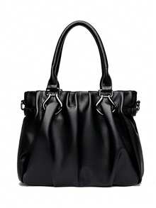 LUYIAIXI 2025 Jesień/Zima Nowa Moda Damska Retro Plisowana Duża Pojemność Torba na Jedno Ramię - Czarne - Zobacz 7