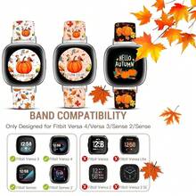 Compatible With Watch Band Fitbit Versa 3, Versa 4, Sense, Sense 2, Holiday Pattern Silicone Replacement Strap{Inchcolor_nameinch:InchAutumnColorWhiteinch,Inchsize_nameinch:InchForVersa4/Versa3/Sense2/Senseinch} - AutumnColorWhite - View 8