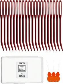 VONEEDL 20 PCS Bent Tip Tapestry Needles With Large Eye - Yarn Steel Knitting Needles In Storage Box - Crochet, Weaving, Darning,, And Crafting - 20 pcs - 查看 5