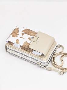 New Messenger Bag Multi-Function Large Capacity Double Layer Zipper Mobile Phone Wallet Fashion Simple And Delicate Graphic Design Casual Holiday And Dating For Women Money Wallet Mini Wallet Purse Wallet Small Wallet - Beige - View 6