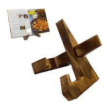 Estante de madera para recetas: decoración moderna de cocina y estudio, material de madera compuesta, elegante estante de almacenamiento de mesa - Café integral - Ver 5