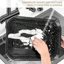 21Inch Extra Large Rectangle Roasting Pan With Rack For Baking Turkey 25lb Capacity VRack Design Versatile Lid Ideal For Large Roasts Efficient Bone Turkey Baster Perfect For Holiday Meals And Family Gatherings - màu đen - Xem 7