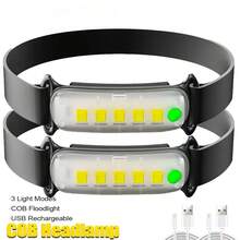 1PC Super Bright Rechargeable LED Headlamp, Ultralight USB Headlight, 4 Modes, Portable Head-Mounted Flashlight For Outdoor Camping Fishing Emergency Use