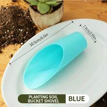 Pala para aflojar el suelo de plantación de flores y vegetales, pala de plástico para suelo de plantas de árbol Phoenix - suelo cilíndrico para plantas suculentas - Azul - Ver 3