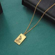 TEAMER Stainless Steel Tarot Cards Necklace Vintage Tarot Jewelry Good Luck Amulet Pendants For Women{Inchcolor_nameinch:InchGold-STRENGTHinch} - 黃金強度 - 查看 5