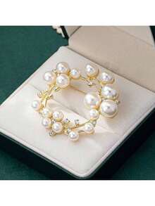 Fashion Clothing Accessories Sunflower Pearl Brooch Pin High-End Wedding Clothing Collar Pin - 金色0123 - 查看 5