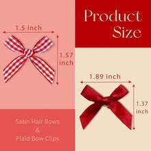 20pcs Red Plaid Bow Clips - Satin Small Gingham Bow Hair Clips - Coquette Y2K Hair Accessories Girlsvalentine's Day 64EW - 綠色 - 查看 4