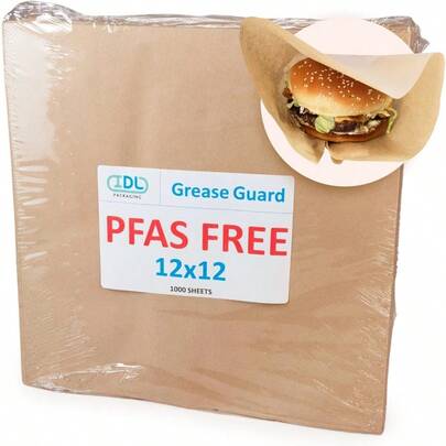 12 X 12 PFAS-Free Grease-Proof Paper Sheets Pack Of 1000 Natural Kraft - Microwave  Food Tray Liners For Sandwiches Cheeses Hamburgers And More - -Friendly Grease-Absorbing Wrapping Solution For Kitchen And Food Service Applications