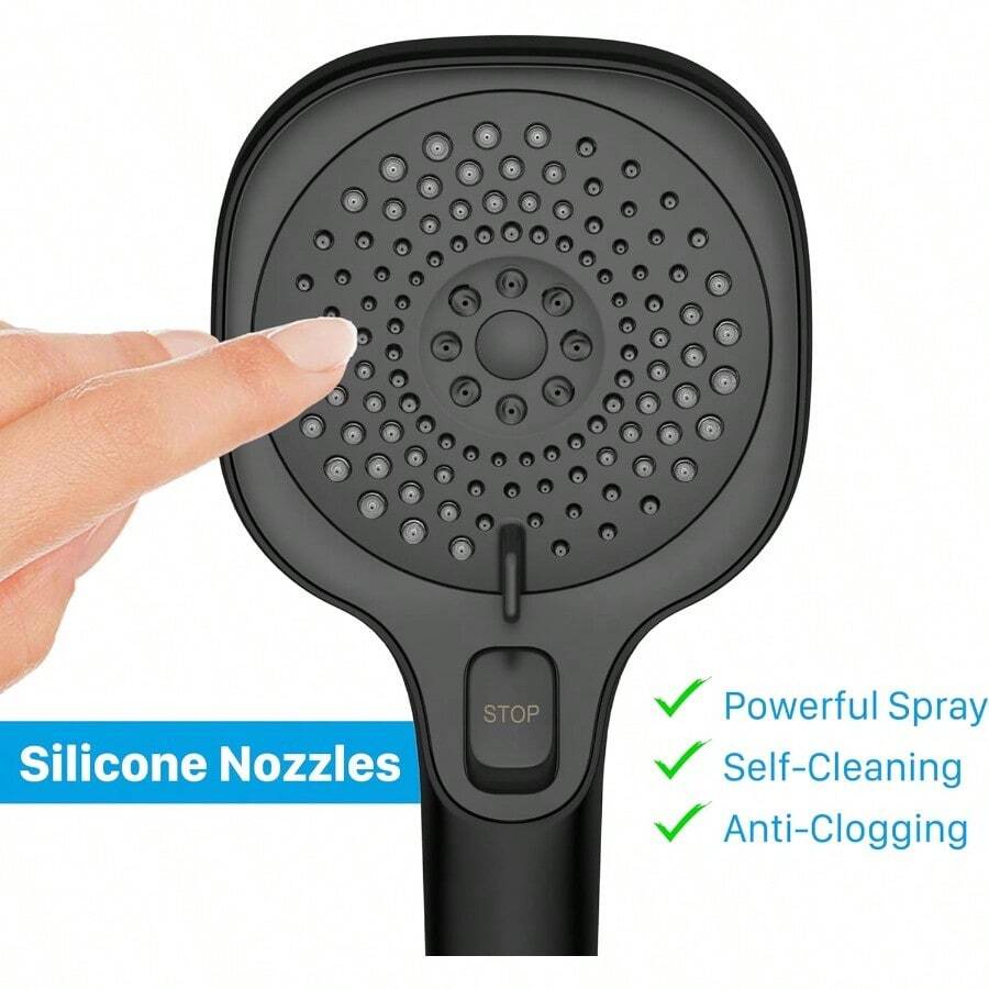RV Shower Head With Hose And On Off Switch, 3-Spray Camper Water Saving And High Pressure Shower Head With Hose For RV, Camper, Van, Travel Trailer, Motorhome And Boat, Matte Black - Matte Black - View 1