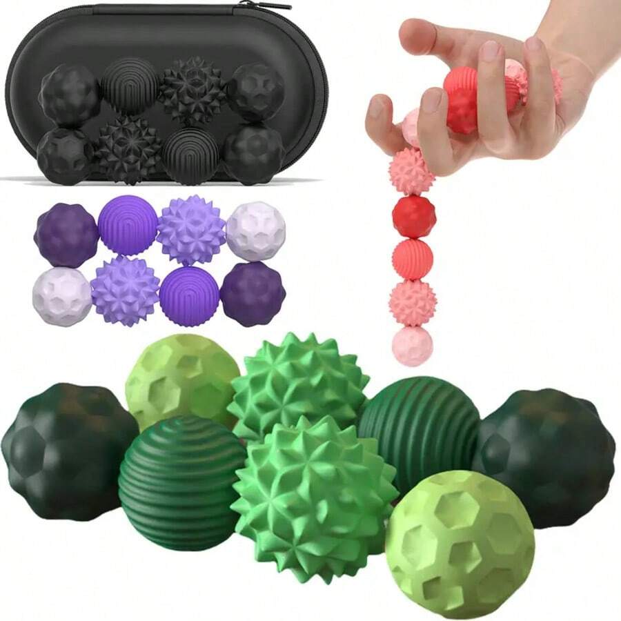 Juego de bolas magnéticas de silicona - Juguetes relajantes con textura elástica, colores surtidos (negro, verde, rosa, morado, azul), juguetes magnéticos (los colores y detalles son aleatorios)
