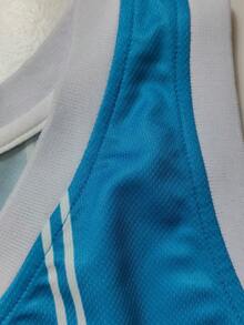 1 pieza Camiseta de baloncesto de talla grande #1 de color lavanda, de corte holgado con bordado de letras en inglés Charlotte, cuello redondo sin mangas, adecuada para baloncesto, deportes, correr, entrenamiento, regalos para hombres - Celeste - Ver 4