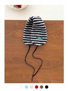 带耳罩的条纹露指保暖手套，温暖又可爱，适合女孩的冬季套装；带耳罩的条纹露指毛绒手套，温暖又时尚，适合女孩的冬季套装 - 羊羔毛-耳罩 - 查看 18