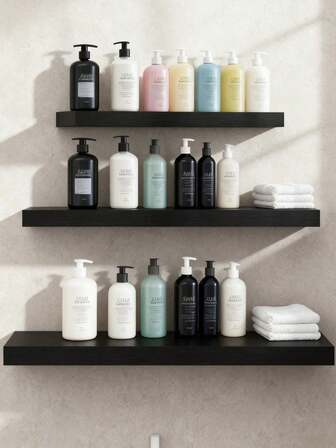 1PC Wood Plastic Wall Shelf Floating Shelf For Bathroom Kitchen Office Rustic Farmhouse Style Wall Mounted Storage Shelf Home Decor And Organization