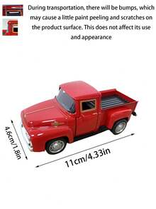 1 pieza - Decoración de camión rojo estilo granja para Navidad, modelo de camión rojo retro de metal, camioneta vintage roja de metal con adornos de mini árboles de Navidad, para el hogar, la cocina, la granja, regalos de Navidad, regalos de cumpleaños, decoraciones para hornear pasteles, adecuado como regalos de Navidad y cumpleaños.