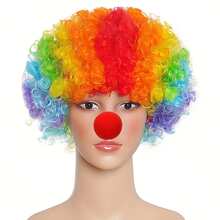 2pcs Clown Set Red Nose And Wig, Suitable For Halloween Party Carnival Role Play For Men And Women Adult Decorations