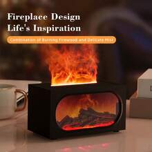 Fireplace Aroma Diffuser With Flame Ambient Light, Waterless Power-Off Protection, Fine & Large Mist Output, Quiet Humidification - Suitable For Multi-Scenario Use: Home, Desktop & Office - Multicolor - View 6