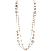 Noessla Layered Long Necklaces For Women Crystal Beaded Statement Necklace Sweater Silver Chain With Gifts Box Jewelry{Inchcolor_nameinch:InchOrangeinch} - 橘色 - 查看 1