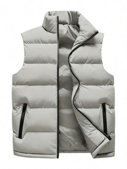 Chaleco de invierno para hombre para exteriores - Chaleco forrado térmico a prueba de viento para senderismo y calor en clima frío