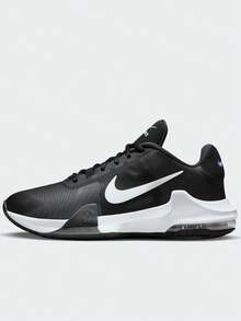 Nike Air Max Impact 4 圆头系带低帮篮球鞋，男款，黑色 - 黑色 - 查看 1