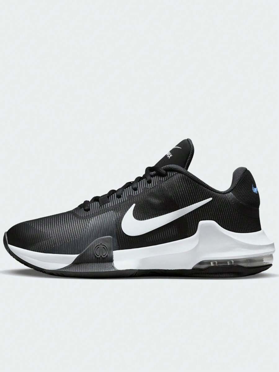 Nike Air Max Impact 4 圆头系带低帮篮球鞋，男款，黑色 - 黑色 - 查看 1