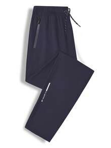 3pcs Plus Size Men's Loose Fit Casual Sweatpants, Comfortable Sports Trousers For Spring & Autumn - Navy Blue - View 5