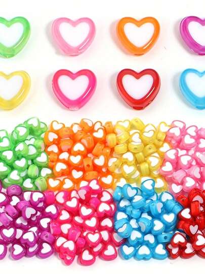 150 piezas de cuentas de corazón acrílicas vibrantes en rosa, rojo, azul y multicolor para hacer joyas DIY - perfectas para regalos del Día de San Valentín, pulseras para parejas y proyectos artesanales, dijes para hacer joyas
