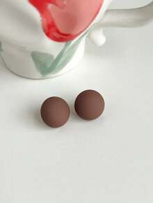 1 par de pendientes de botón redondos lacados de estilo casual - C - Ver 10