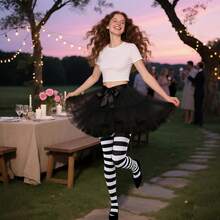 2 Pairs Women's Nylon Striped Tights Striped Tights Women Women's Stocking Hosiery - Đỏ và Đen - Xem 11