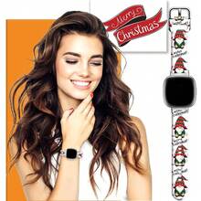 Compatible con la correa del reloj Fitbit Versa 3, Versa 4, Sense, Sense 2, Correa de repuesto de silicona con patrón navideño {color_name: Feliz Navidad Gnomo 1, size_name: Para Versa4/Versa3/Sense2/Sense - Feliz Navidad Gno 1me - Ver 5