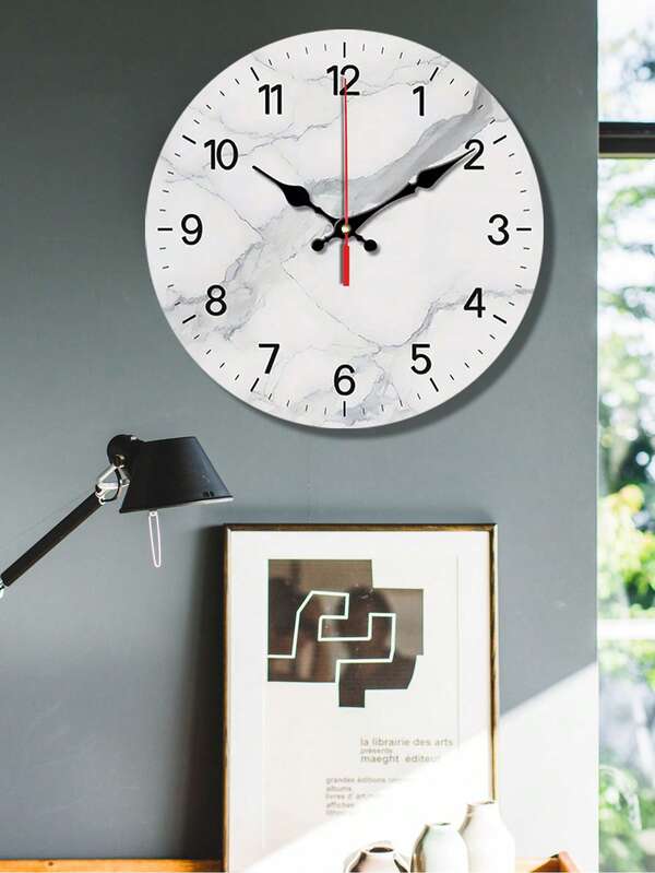Orologio da parete in legno con texture di marmo minimalista moderno - 10-12 pollici, movimento al quarzo giapponese silenzioso senza ticchettio, funzionamento a batteria (batteria AA non inclusa) - elegante decorazione per la casa per soggiorno, camera da letto, cucina, ufficio - regalo perfetto per Natale, Capodanno, San Valentino, orologio da parete per il soggiorno