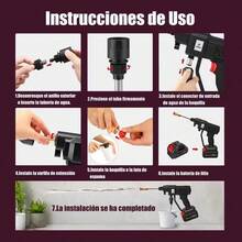 Limpiador eléctrico de alta presión, pistola portátil, 1 batería, limpiador automático de alta presión - para más usos, como la limpieza de automóviles - Negro - Ver 5