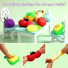 24-Piece Fruit-Themed Mochi Squishy Toy Set – Bulk Party Favors For Kids, Perfect For Classroom Prizes, Birthday Pinata Fillers, Goodie Bags, Christmas Stockings, Easter Baskets, And Valentine's Day Gifts| Stress-Relief Squishies For All Ages(A Random Bucket) - 水果 - 查看 2