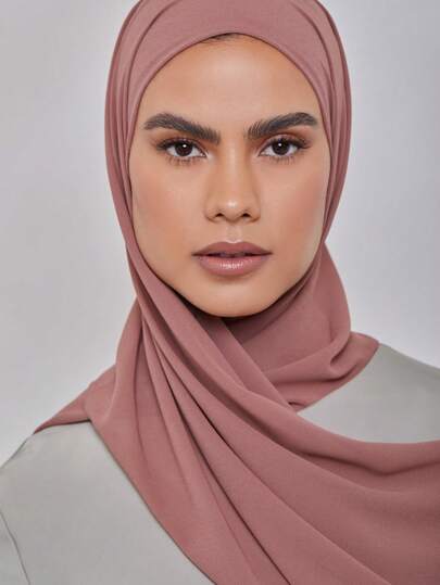 1pc Women's Pearl Chiffon Hijab, Abaya Wear, Muslim Headscarf