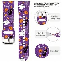 Compatible con la correa del reloj Fitbit Versa 3, Versa 4, Sense, Sense 2, correa de repuesto de silicona con patrón navideño {color_name:Gato Morado, size_name:Para Versa4/Versa3/Sense2/Sense - Gato morado - Ver 4
