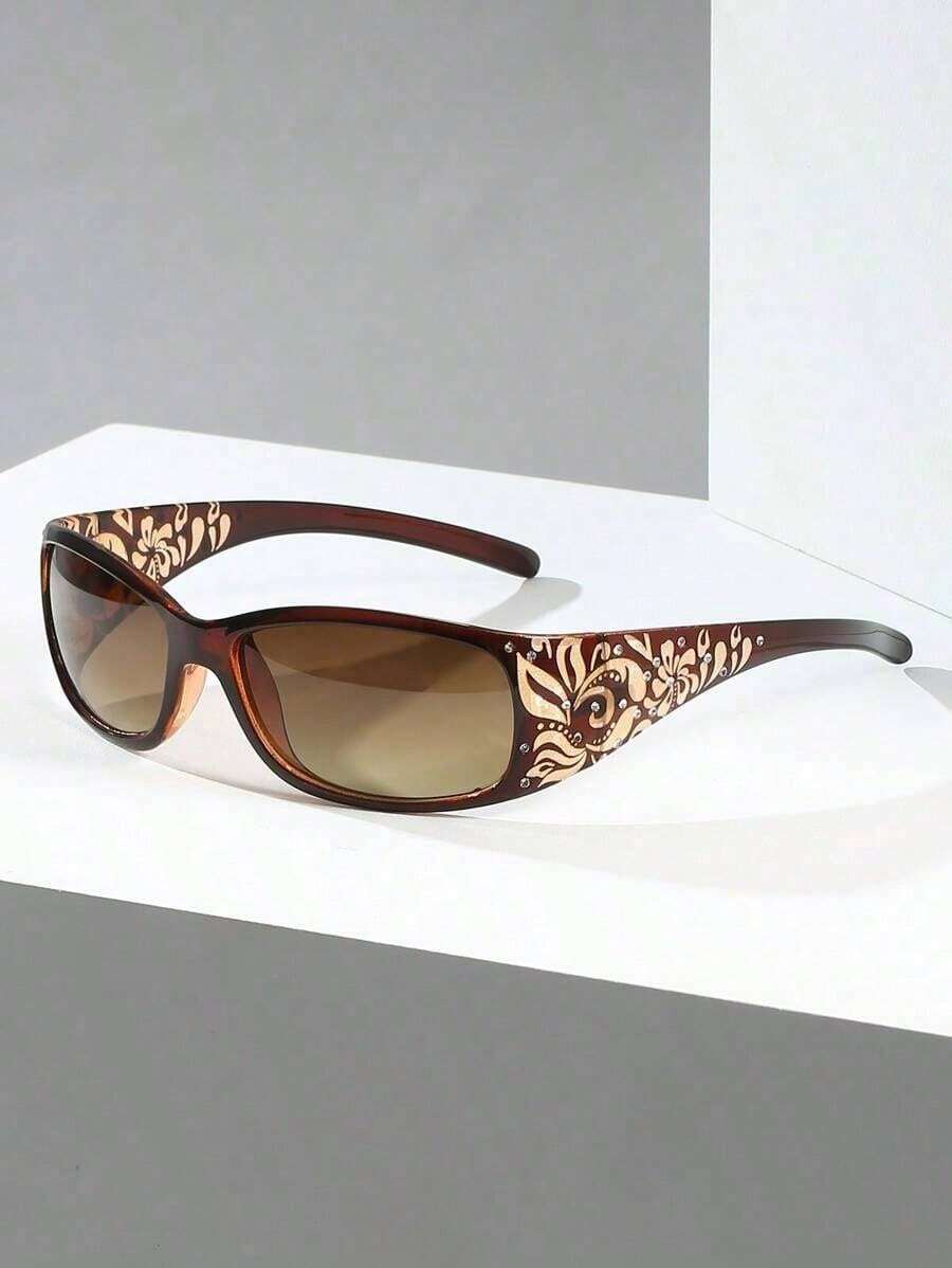 Women Decor Ombre Lens Fashion Glasses Travel Accessories Beach Glasses Beach Accessories Women Glasses Shades Basics And Suit Sweater Jeans Sweatpants Hoodie Jackets Dress And Long Sleeve Shirt Valentine's Day Valentines Fashionable Shade Elegant Outfit Family Outings Travel Vacation Holiday - 棕色 - 查看 1