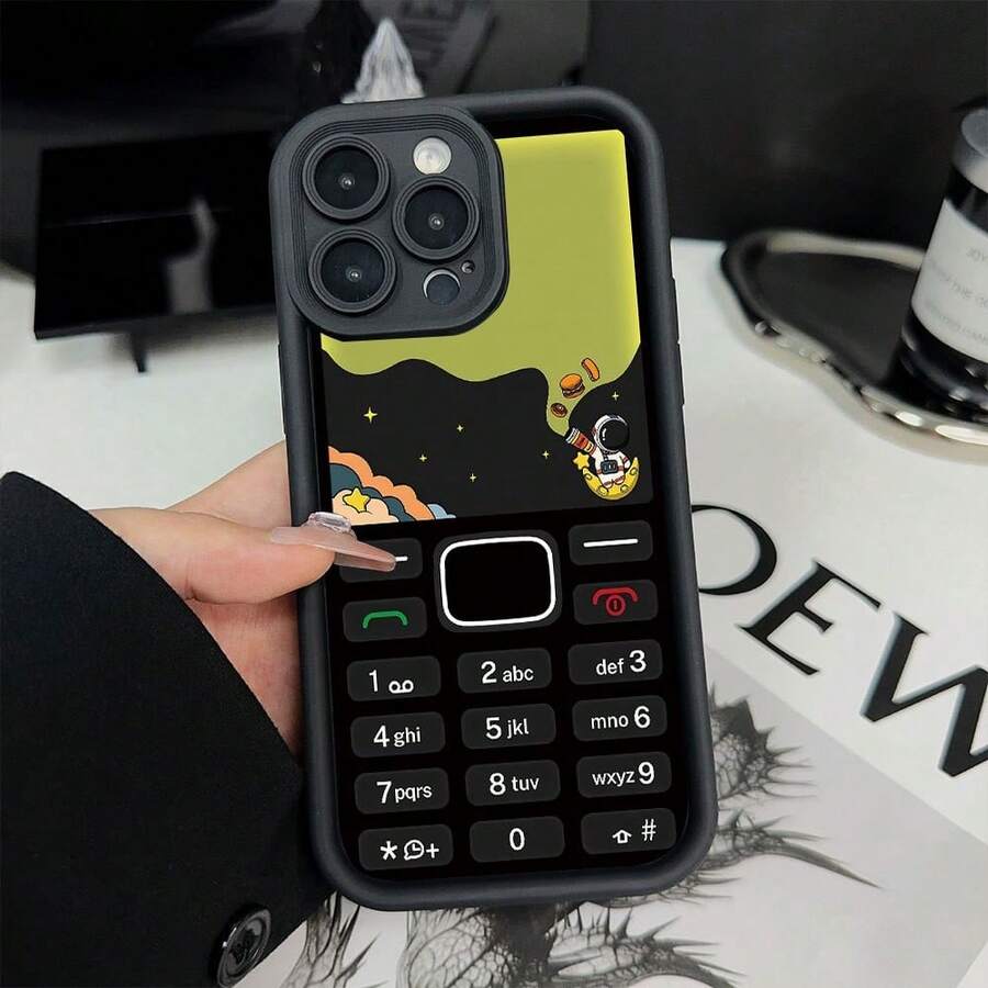 [Teléfono] Diseño de teléfono de astronauta, nueva cubierta para teléfono Eye Staircase, que combina personalidad divertida con elegancia, un teléfono simple y elegante, adecuado tanto para hombres como para mujeres. - Negro - Ver 1