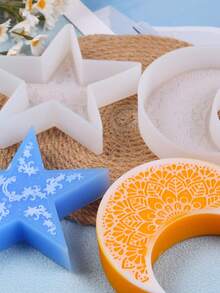 1pc Moon & Star Silicone Mold, Cake Mold, Silicone Moon Chocolate Mold, Festival Cake Mold, - White - View 4