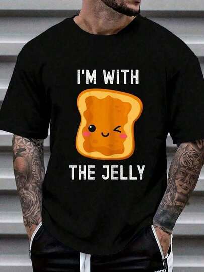 Camiseta de Parejas I'm With The Jelly Peanut Butter Best Friend, Camiseta de Algodón con Cuello Redondo, Tops de Verano para Mujeres, GiftTee