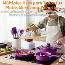 13 Piezas Set Antiadherente Púrpura - Sartén, Olla, Cazuela para Hogar - Multicolor - Ver 1