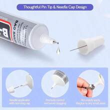 B7000 透明珠宝胶水，防水柔性粘合剂，细尖，适用于金属、玻璃、织物、水钻、手机和鞋子维修、DIY工艺品和珠宝制作。 - 透明 - 查看 4